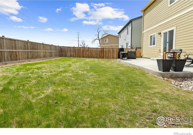 view of yard featuring a patio area