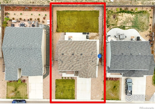 1246 Sherman Dr, Dacono, CO 80514 - aerial overview of property's location featuring property boundaries highlighted