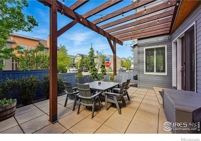 5145 Denver St, Boulder, CO 80304 - view of patio with outdoor dining area, fence, and a pergola