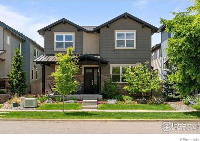 3663 Silverton St, Boulder, CO 80301 - craftsman inspired home with cooling unit, stone siding, and a standing seam roof