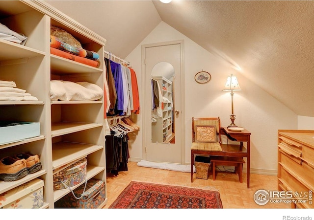 2219 Meadow Green Cir, Franktown, CO 80116 - walk in closet with vaulted ceiling