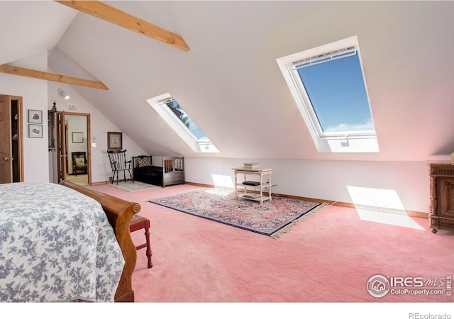 2219 Meadow Green Cir, Franktown, CO 80116 - carpeted bedroom featuring a skylight