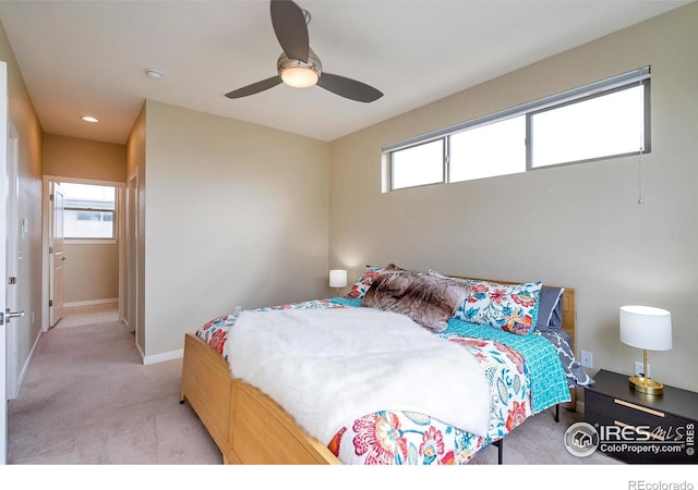 2100 N Clay St, Denver, CO 80211 - bedroom with baseboards, multiple windows, carpet, ceiling fan, and recessed lighting