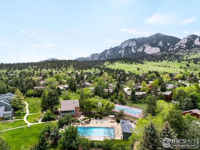 93 Benthaven Pl, Boulder, CO 80305 - drone / aerial view of a pool area and a mountainous background