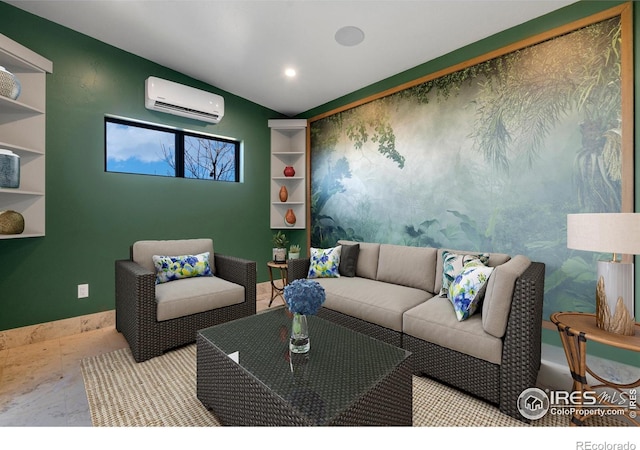 2123 Picture Point Dr, Windsor, CO 80550 - living room with an AC wall unit, recessed lighting, and lofted ceiling