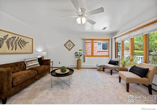4560 Larkbunting Dr Unit 5D, Fort Collins, CO 80526 - living room with ceiling fan and a baseboard heating unit
