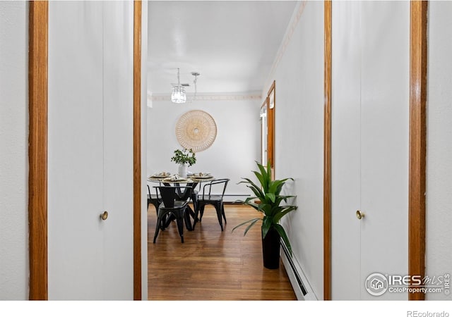 4560 Larkbunting Dr Unit 5D, Fort Collins, CO 80526 - corridor with baseboard heating and wood finished floors