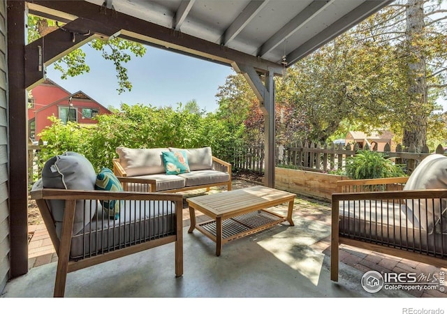 3582 Smuggler Way, Boulder, CO 80305 - view of patio with an outdoor living space and fence