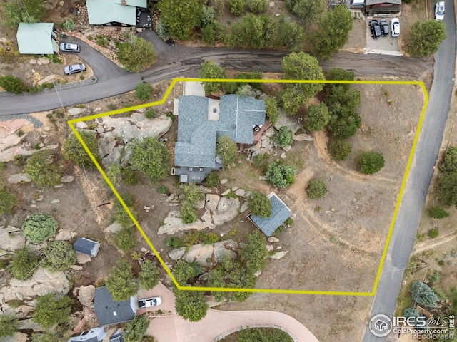 370 Big Boulder Dr, Estes Park, CO 80517 - aerial view of property's location with property boundaries highlighted