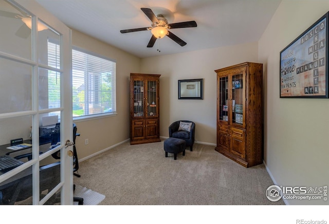 489 Hayloft Way, Brighton, CO 80601 - carpeted home office with ceiling fan and baseboards