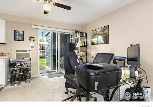 2709 Harvard St Unit 3, Fort Collins, CO 80525 - home office featuring carpet, ceiling fan, and a wall mounted AC