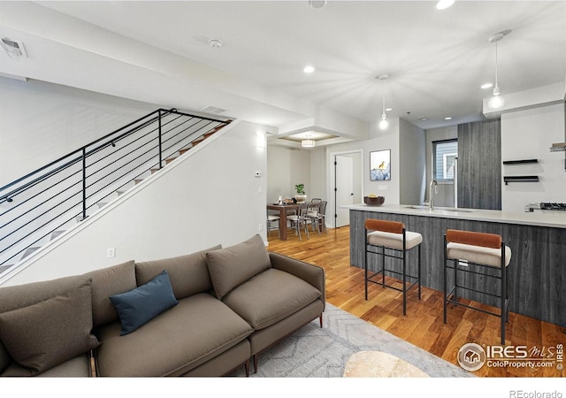 2625 W 25th Ave Unit 7, Denver, CO 80211 - living area with stairway, recessed lighting, and light wood-type flooring