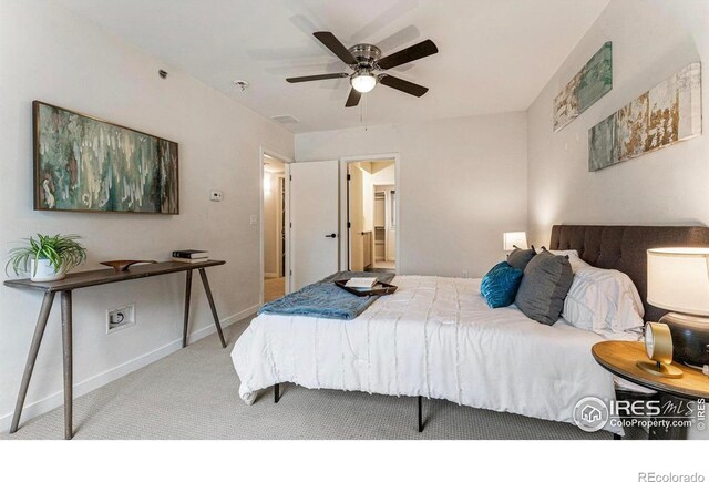 2625 W 25th Ave Unit 7, Denver, CO 80211 - bedroom with carpet floors, baseboards, and a ceiling fan
