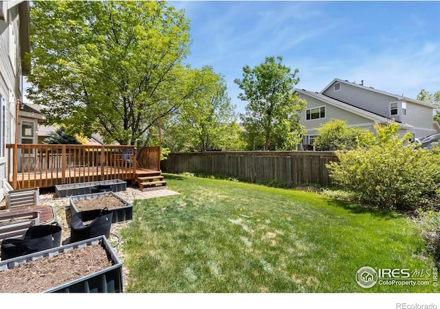 3227 Honeysuckle Ct, Fort Collins, CO 80521 - view of yard featuring a deck and a garden