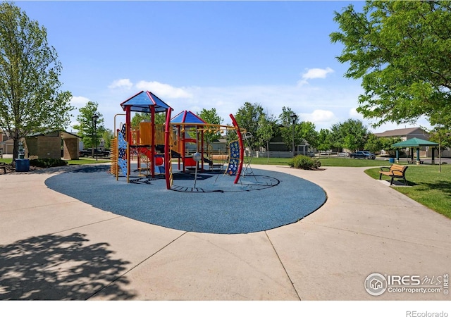 communal playground with a gazebo