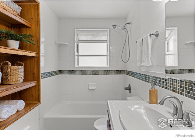 4743 Jay Rd, Boulder, CO 80301 - bathroom featuring toilet, shower / bathtub combination, and vanity