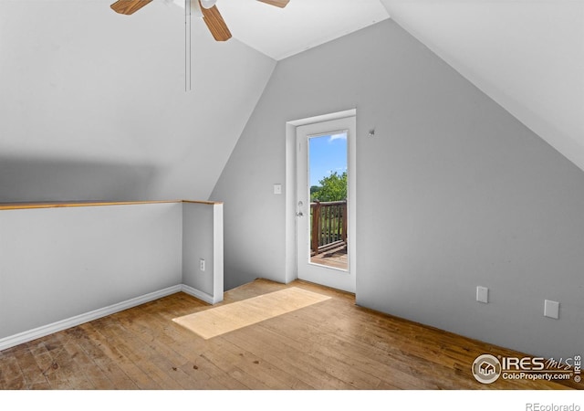 4743 Jay Rd, Boulder, CO 80301 - bonus room with hardwood / wood-style floors, vaulted ceiling, and a ceiling fan