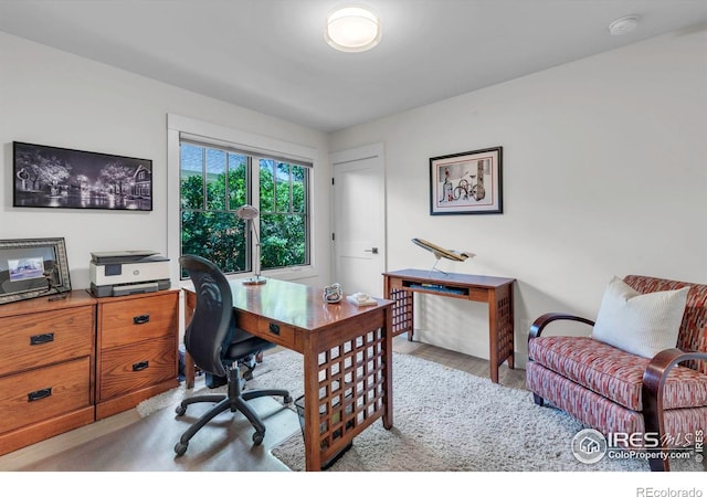 home office featuring wood finished floors