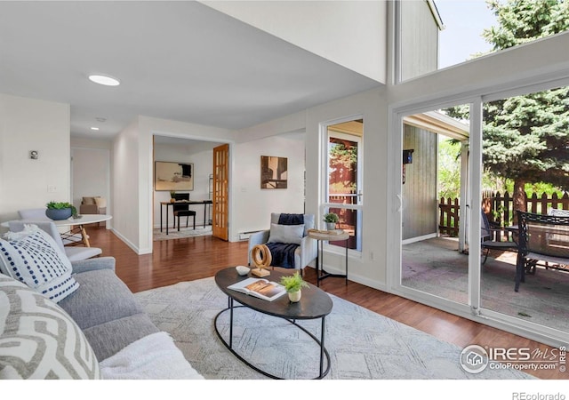 3193 Redstone Ln Unit B6, Boulder, CO 80305 - living area featuring wood finished floors, recessed lighting, and baseboards