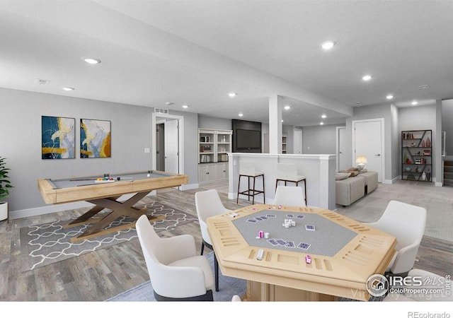 16069 Pikes Peak Dr, Broomfield, CO 80023 - game room with baseboards, recessed lighting, light wood-style flooring, and billiards