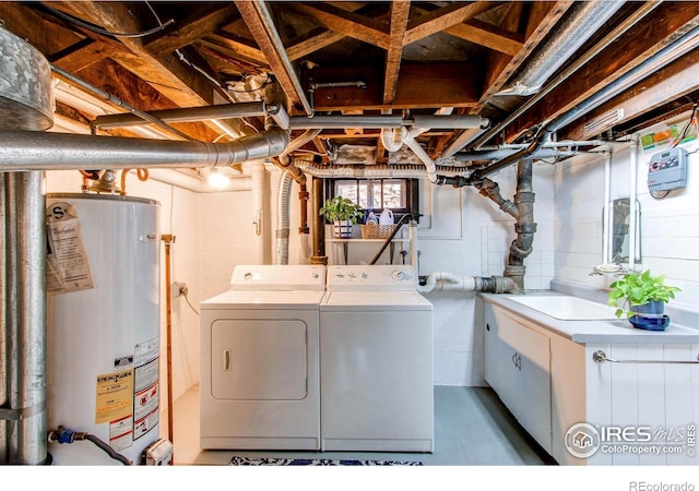 628 Endicott St, Fort Collins, CO 80524 - laundry area with water heater and washer and dryer