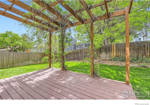 wooden terrace with a pergola