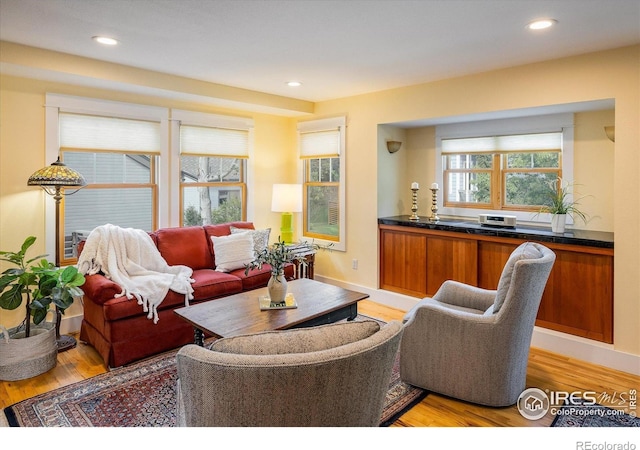 5523 Stonewall Pl, Boulder, CO 80303 - living room with light wood-type flooring, recessed lighting, and baseboards