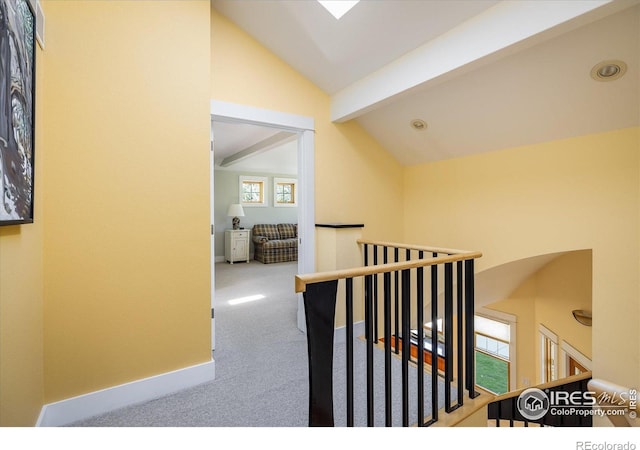 5523 Stonewall Pl, Boulder, CO 80303 - hall featuring an upstairs landing, carpet floors, and baseboards