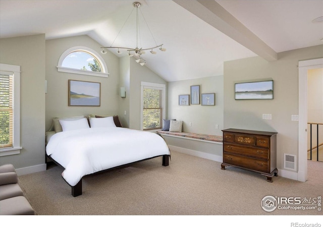 5523 Stonewall Pl, Boulder, CO 80303 - bedroom with carpet flooring, multiple windows, vaulted ceiling, and baseboards
