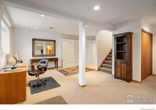 5523 Stonewall Pl, Boulder, CO 80303 - office with carpet, recessed lighting, and baseboards