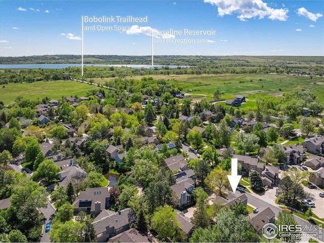 5523 Stonewall Pl, Boulder, CO 80303 - aerial perspective of suburban area featuring a nearby body of water