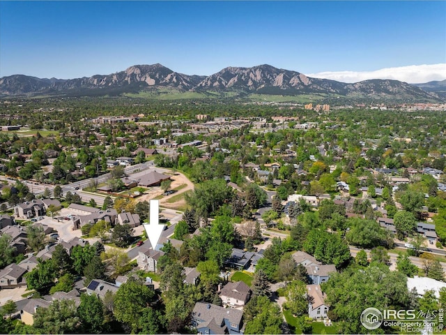 5523 Stonewall Pl, Boulder, CO 80303 - aerial view of property's location with a mountain backdrop and nearby suburban area