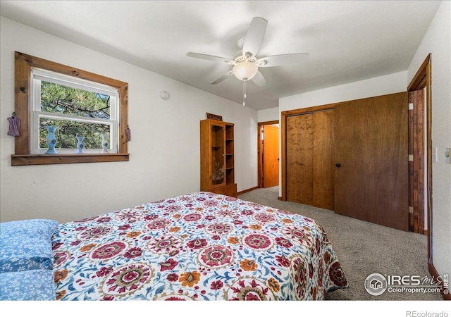 457 Spruce Mountain Dr, Drake, CO 80515 - carpeted bedroom with a closet and ceiling fan