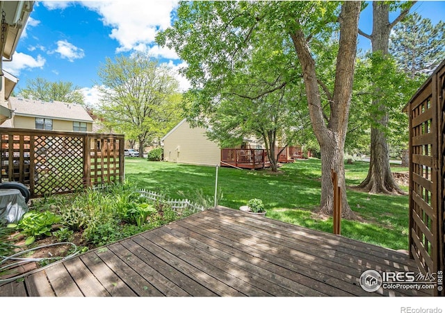 2066 Weathertop Ln, Fort Collins, CO 80526 - wooden terrace featuring a yard