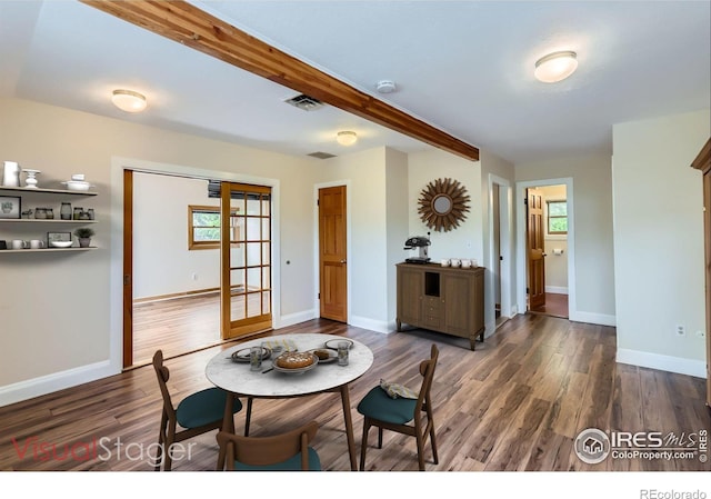 3116 47th St, Boulder, CO 80301 - dining space with dark wood-style floors and baseboards