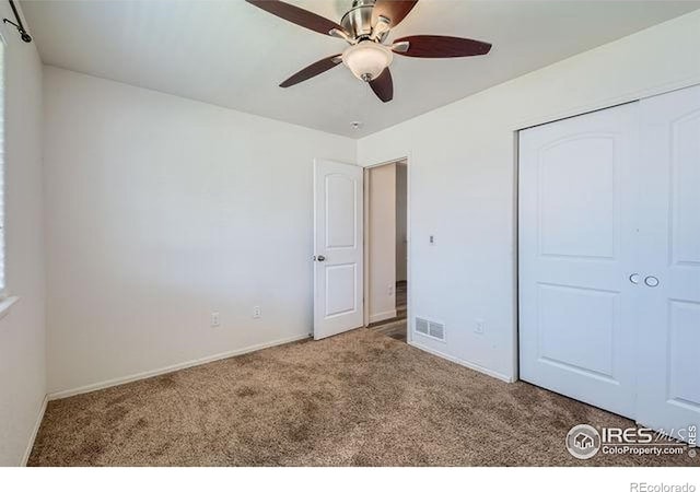 4134 Cypress Ridge Ln, Wellington, CO 80549 - unfurnished bedroom featuring carpet floors, baseboards, a ceiling fan, and a closet