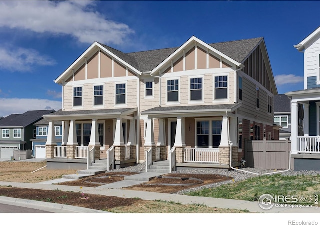 197 Liberty St, Erie, CO 80516 - craftsman house with a porch, board and batten siding, and a shingled roof