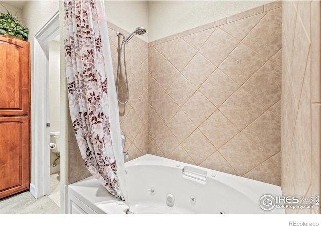 full bath with a combined bath / shower with jetted tub
