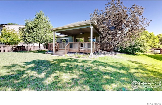 3221 Mesa Verde St, Fort Collins, CO 80525 - view of front of home with ceiling fan and a deck