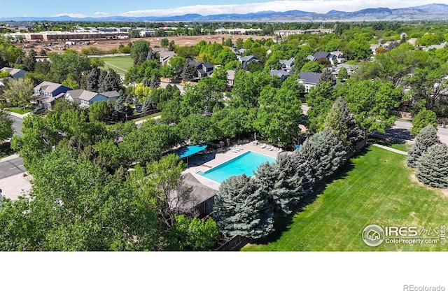 3221 Mesa Verde St, Fort Collins, CO 80525 - aerial view of a pool and mountains