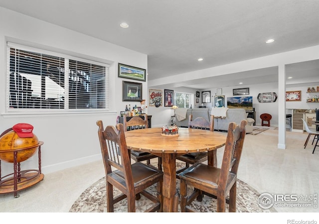 5524 Congressional Ct, Windsor, CO 80528 - dining space featuring light carpet, recessed lighting, and baseboards