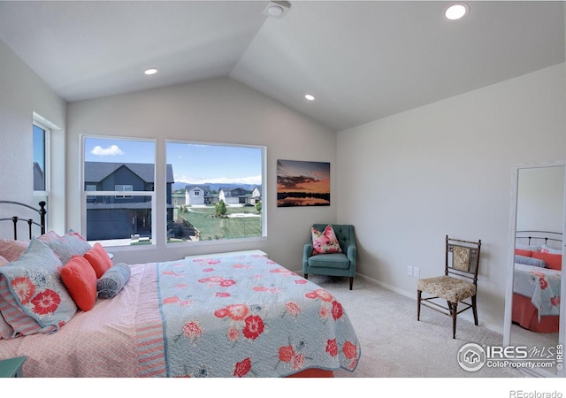 5282 Ribault St, Timnath, CO 80547 - bedroom featuring vaulted ceiling, carpet floors, recessed lighting, and baseboards