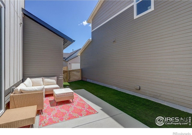 5282 Ribault St, Timnath, CO 80547 - view of patio / terrace featuring outdoor lounge area and fence