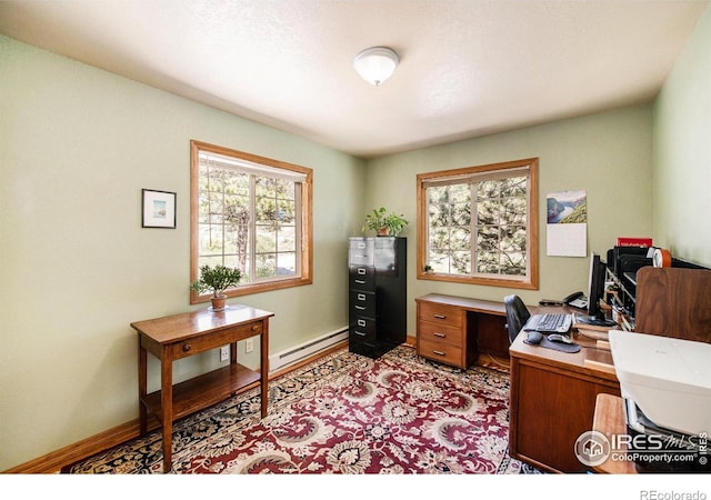 60 Horn Peak Dr, Livermore, CO 80536 - home office with a baseboard heating unit and baseboards