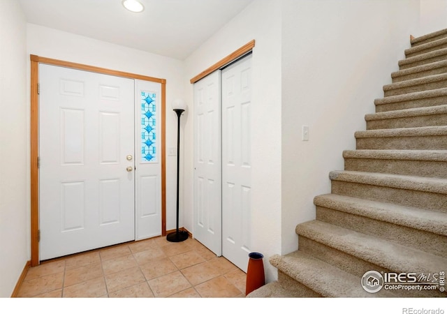 4603 Dusty Sage Ct Unit 4, Fort Collins, CO 80526 - entrance foyer featuring stairs, recessed lighting, light tile patterned flooring, and baseboards