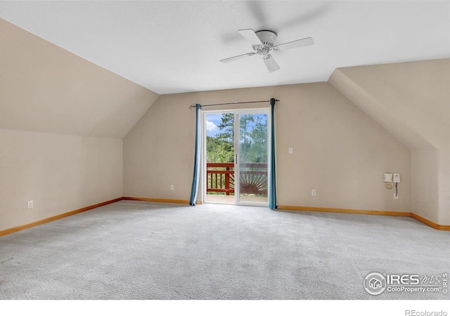 65 La Chula Rd, Black Hawk, CO 80422 - bonus room with carpet, vaulted ceiling, a ceiling fan, and baseboards