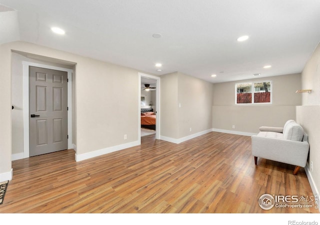 312 21st Avenue Ct, Greeley, CO 80631 - sitting room with light wood-type flooring, recessed lighting, baseboards, and ceiling fan