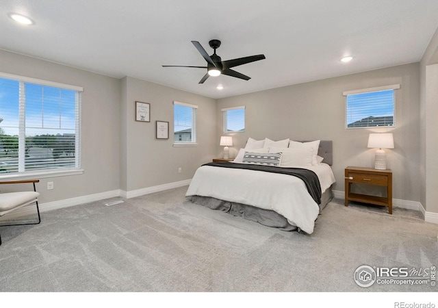 1203 Cabot Ct, Fort Collins, CO 80526 - carpeted bedroom featuring baseboards, recessed lighting, and ceiling fan
