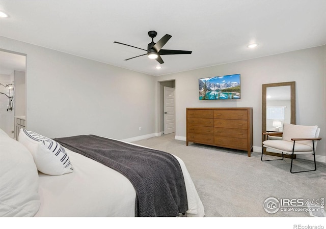 1203 Cabot Ct, Fort Collins, CO 80526 - bedroom featuring light colored carpet, recessed lighting, baseboards, and a ceiling fan