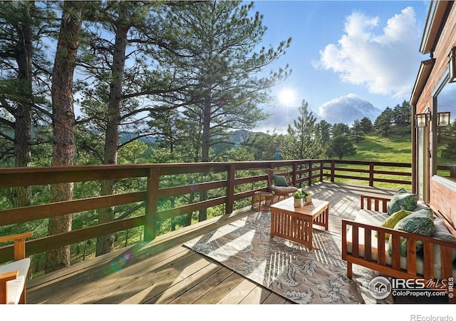 1101 Peakview Cir, Boulder, CO 80302 - wooden deck with an outdoor hangout area